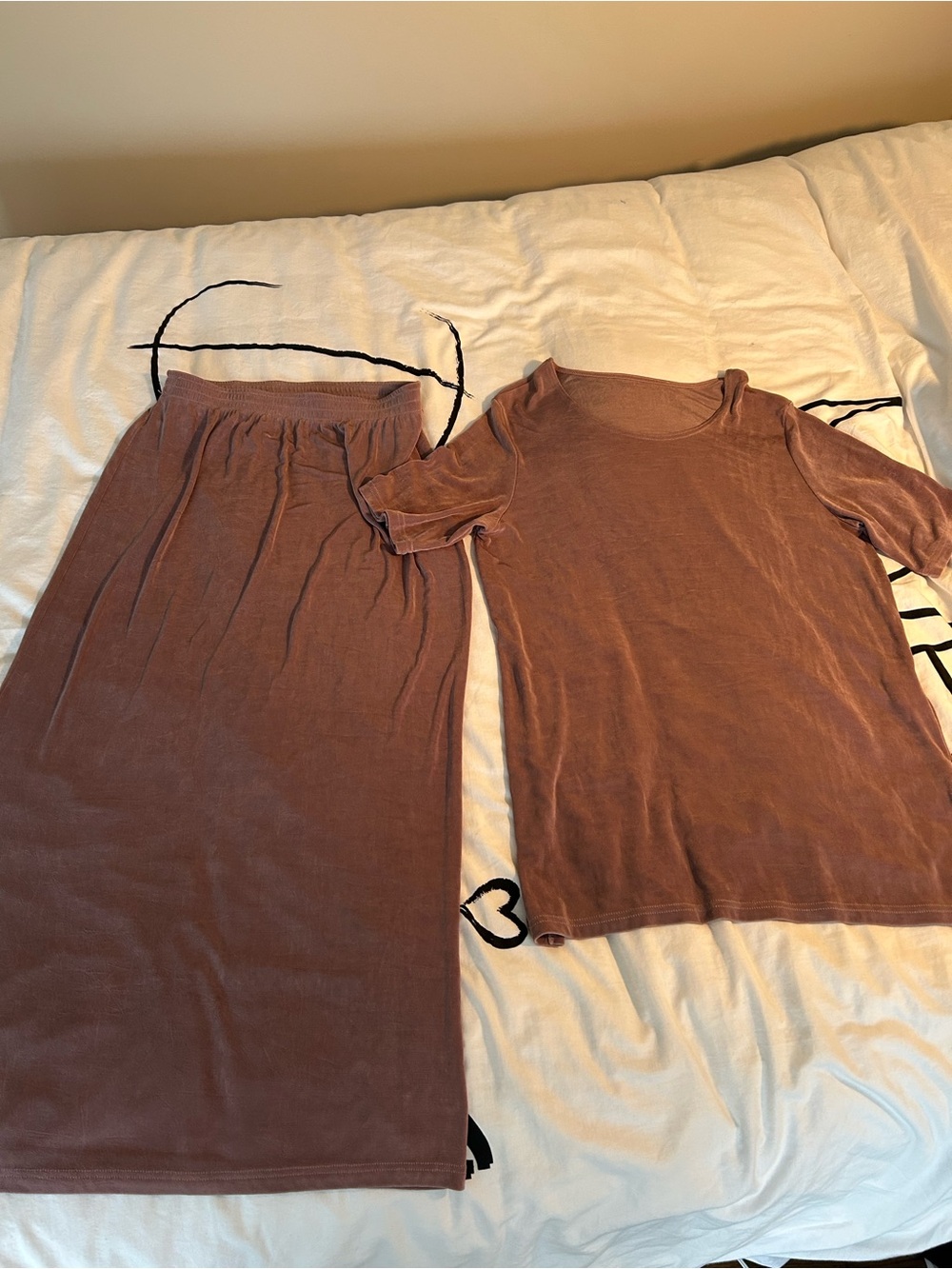 Weekenders Two-Piece Skirt Set in Dusty Mauve